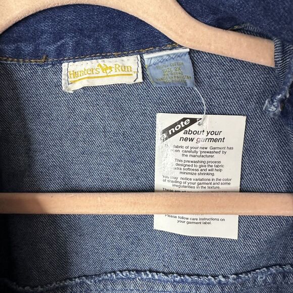 HUNTERS RUN VTG Chore Trucker Denim Jean Jacket / Coat 100% Cotton 2x Unisex - Picture 2 of 8